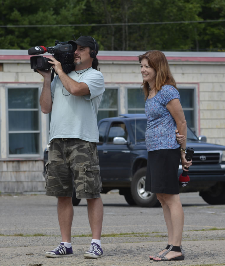Steve the cameraman and Colleen Jones of CBC TV. 