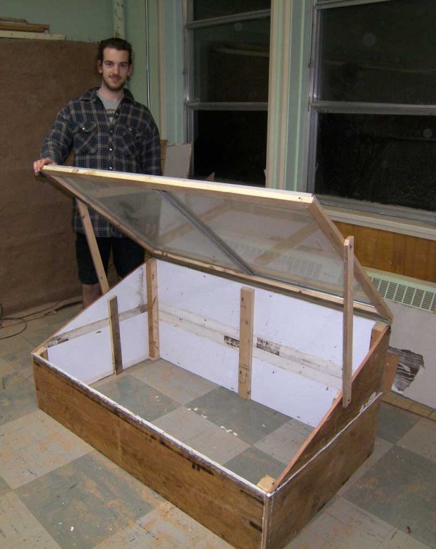 Large coldframe, 6 ft wide; not painted yet.